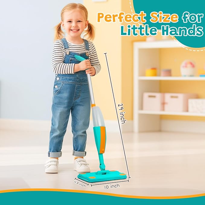 Toy Spray Mop for Kids - Really Toddler Kids Spray Mop, Montessori Cleaning Toy Set, Educational and Fun Gifts for Boys and Girls Ages 4+, Kids Cleaning Toy Set