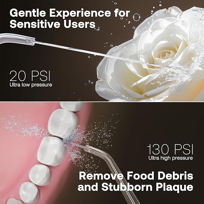 Bitvae Water Dental Flosser Teeth Pick, Cordless Flosser for Travel with 6 Jet Tips, 3 Modes 5 intensities, IPX7 Waterproof Portable & Rechargeable Oral Irrigator Cleaner, Midnight Blue