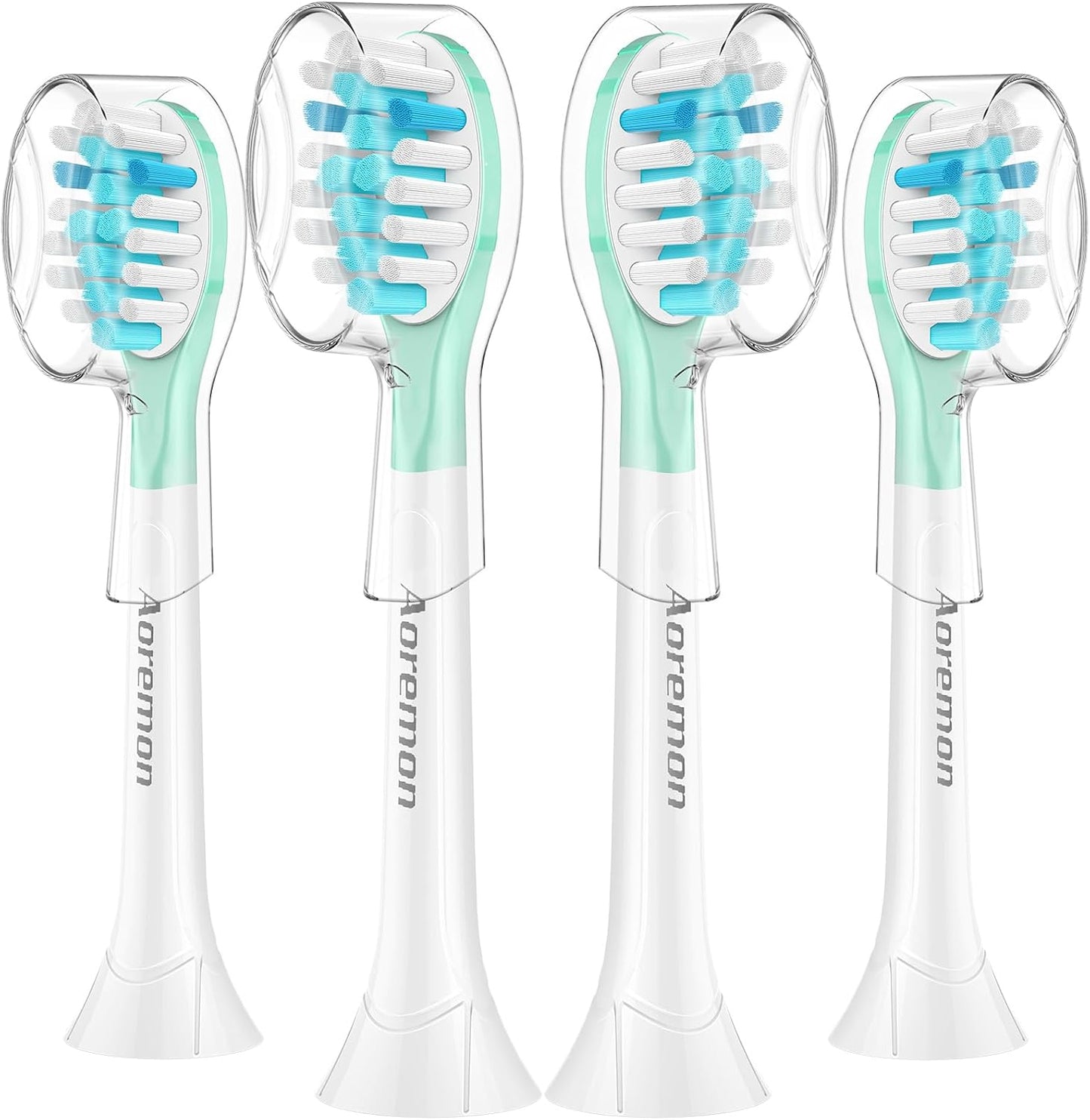 Aoremon Replacement Heads for Sonciare C3: Toothbrush Heads fit for Philips Sonicare 2 Series 3 Series ProtectiveClean DiamondClean FlexCare HealthyWhite 4100 5100 6100 G3 W3 C2 G2 C1, 4 Count,White