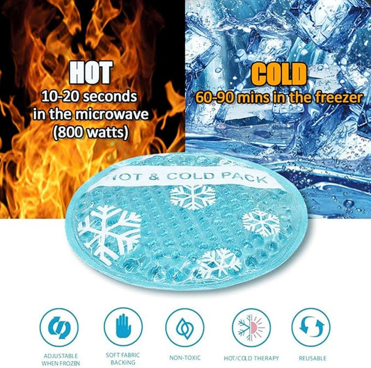 OLESILK Small Hot Cold 6 Packs, Reusable Round Gel Beads Ice Pack with Cloth Backing, Hot and Cold Therapy for Breastfeed Injury, Kids Pain Relief, Headache, Tired Eyes, Wisdom Teeth, Sinus Relief