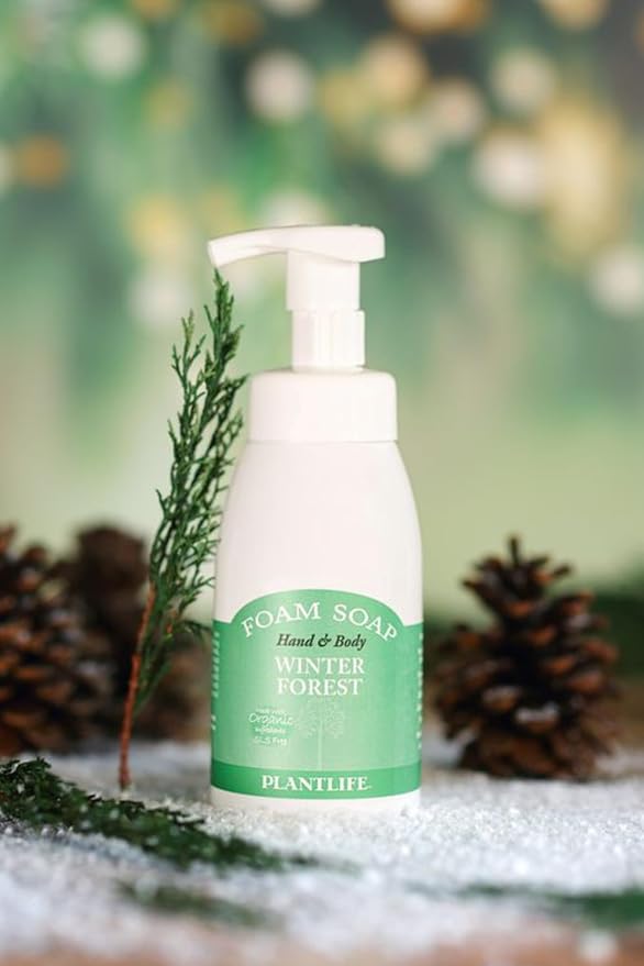 Plantlife Winter Forest Foam Soap - Gentle, Moisturizing, Plant-based Foam Soap - Ideal for use as a Hand & Body wash, Shaving Cream, and Foaming Fun for Kids - Made in California 8.5 oz