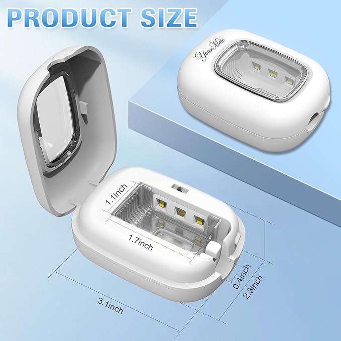 YourMate Rechargerable UVC Toothbrush Sanitizer Case Pro Compatible with Electric Toothbrush Heads/Regular Toothbrushes Travel Toothbrush Covers Case Magnetic Holder for Houshold/Traveling White