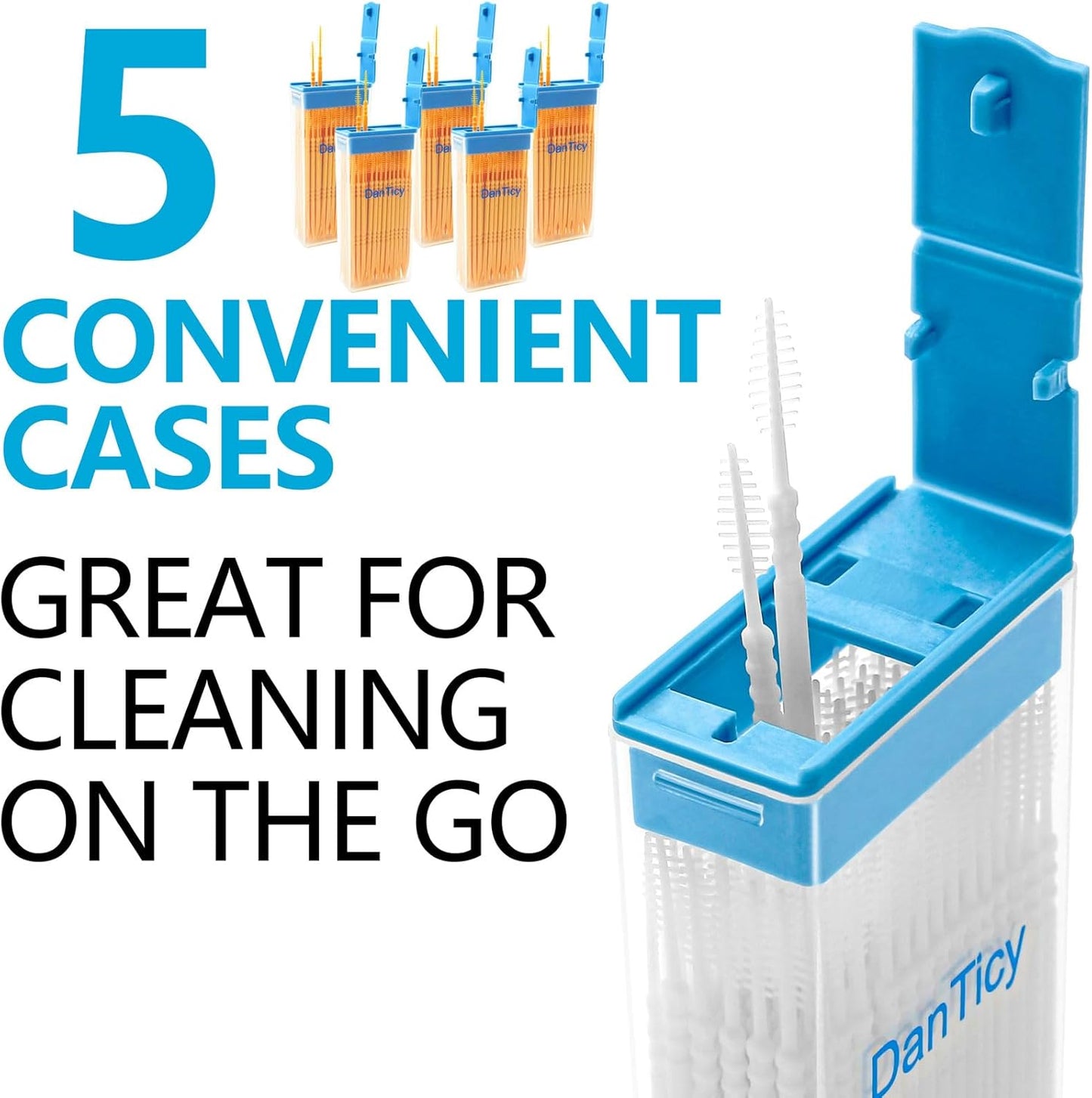 Brushpicks Interdental Toothpicks,Soft Bristle Dental Floss Picks Toothpicks,Helps Removes Plaque and Debris Between Your Teeth 600PCS (Pack of 5) Orange