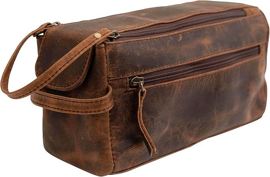 Men's Toiletry Bag, Travel Toiletry Bag for Men, Large Leather Dope Kit for Men, Shaving Bag for Travel Accessories, LargeMens Toiletries Bathroom Organizer, Shaving kit, Dopp kit(Brown)