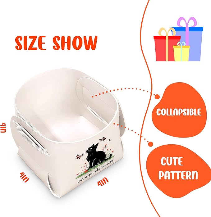 Cat Makeup Brush Holder, Decorative Desk Organizer for Jewelry Pen Pencil Glasses Storage, Cat Lovers Themed Gifts Stuff For Girls Teens Kids Women!