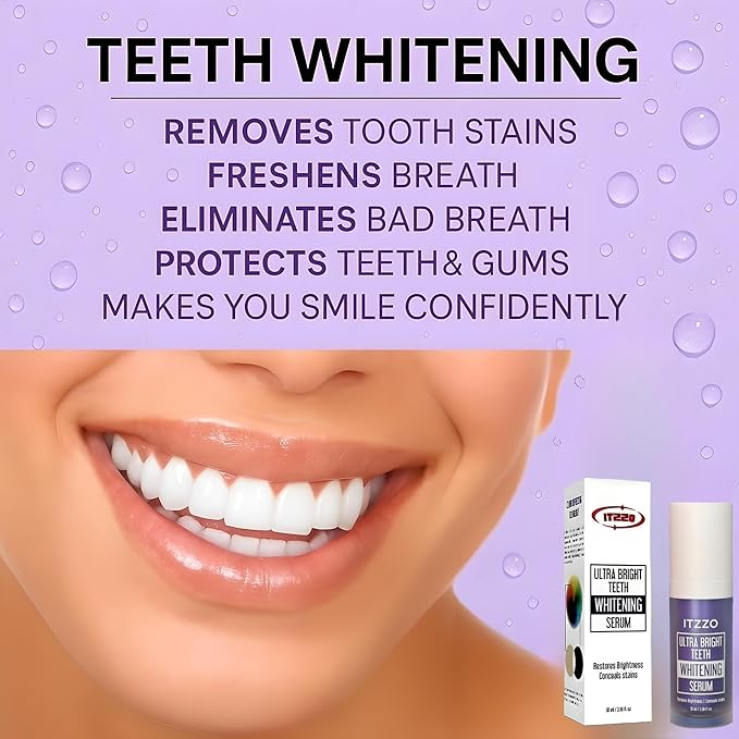 Purple Toothpaste Teeth Whitening Gel – Color Corrector Toothpaste for Yellow Teeth Removal – Peroxide-Free, Gentle Whitening Serum for Sensitive Teeth & Fresh Breath – 30ml by ITZZO