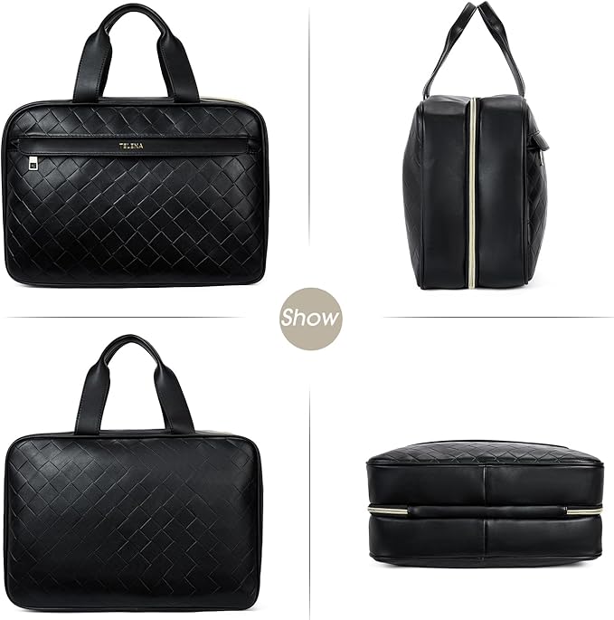 Telena Travel Toiletry Bag for Women with Hanging Hook, Water-resistant Cosmetic Bag Travel Organizer for Accessories, Toiletries, Shampoo