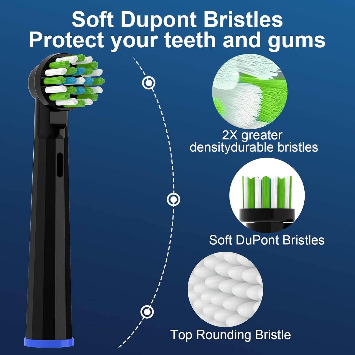 Replacement Toothbrush Heads Compatible with Oral b Braun Smart 1500/7500,Pro 1000/1500,Genius x/6000/Cross/Floss/Sensitive, 8PCS Electric Brush Heads Refill for Braun Oral B,Black