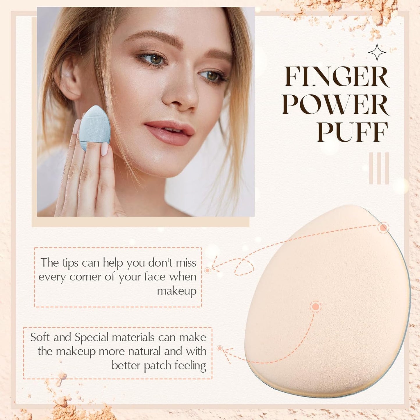 Gerrii 72 Pcs Finger Powder Puff Mini Makeup Sponge Soft Beauty Makeup Blender Puff for Foundation, Face Powder, Under Eye Setting, Concealer, Repair Cream, Cosmetic Tool(Blue)
