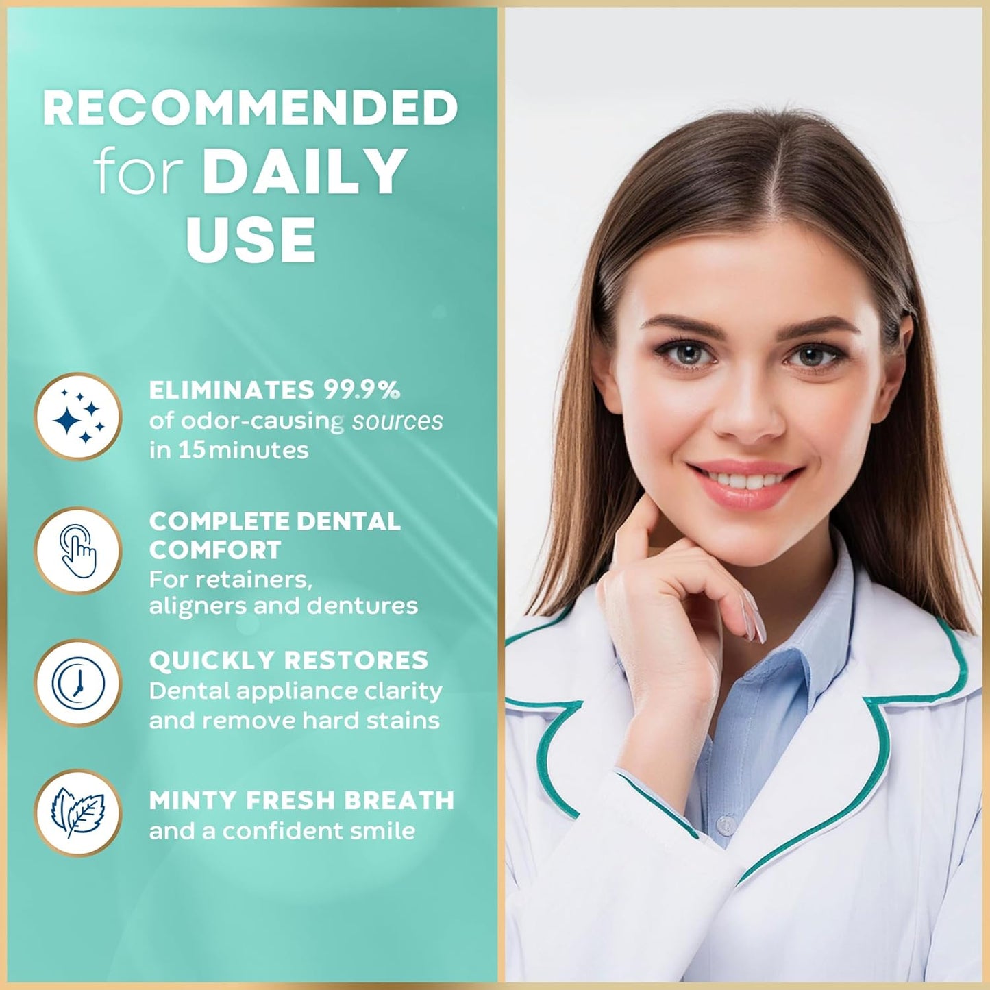 Retainer Cleaner Tablets - 120 Tablets (4 Months Supply) - Denture Cleaning, Removes Stains & Odours, Freshens Aligners, Mouthguards, Nightguards - Perfect for Ultrasonic Retainer Cleaner