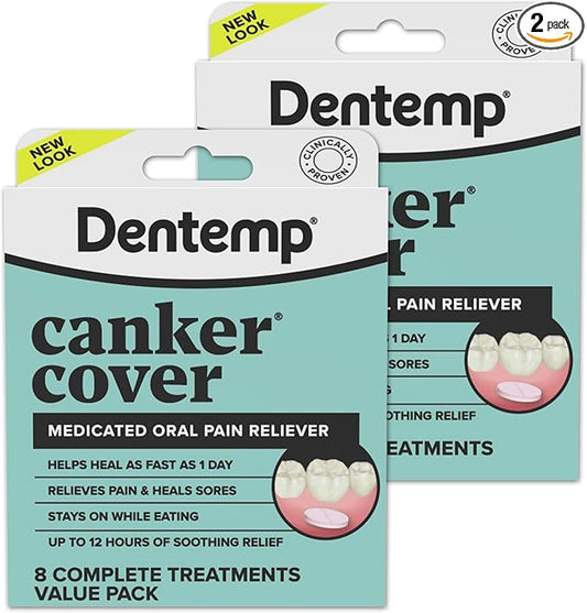 Dentemp Canker Cover - Canker Sore Medicine Pain Reliever - Canker Sore Treatment to Relieve Canker Pain, Mouth Sores & Mouth Irritation - Fast Acting Canker Sore Relief Tablets for Adults (16 Count)