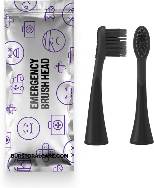 BURST Emergency Replacement Heads for Original Sonic Electric Toothbrush (Black /2 Pack) | Ultra Soft Bristles for a Fresh Start After Sickness | Deep Clean, Stain & Plaque Removal