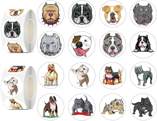 600 Pcs Bulldog Stickers Rolls for Kids-Round 1.5 Inch 16 Tyles Funny Dog Kindergarten Sticker Teacher Stickers for Kids Birthday Party School Reward Giveaways