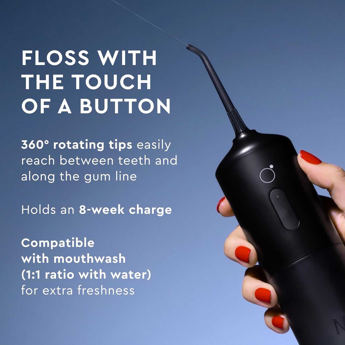 Moon Cordless Water Flosser for Teeth Cleaning, Plaque Removal & Gum Health - Water Pick with Gentle or Deep Clean Mode, 4 Interchangeable Tips & 8 Week Charge - Safe for Braces (1 Count)