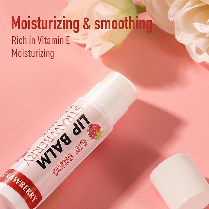 AZEN 12 Pack Lip Balm, Natural Lip Balm Bulk, Lip Care Product, Moisturizing Lip Balms for dry cracked lips - 12 Flavors