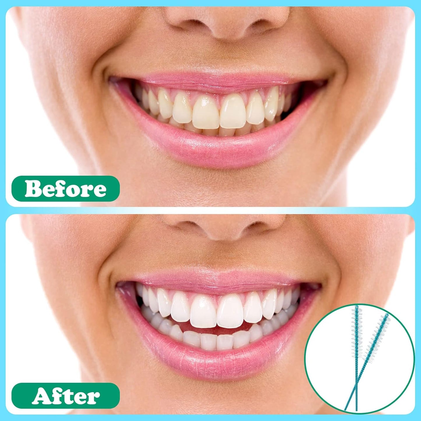 Interdental Brush Soft Dental Picks Tooth Floss Interdental Brush Betweens Refills White Refills for Tooth Cleaning(Tight,100 Pieces)