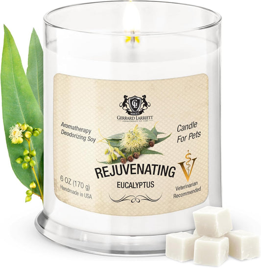 Pet Odor Eliminator Candle Rejuvenating Eucalyptus Scented Candle, Calming Candles Aromatherapy for Home Decor, Soy Wax Pet Candles Odor Eliminator for Animal Lover, Aromatherapy by Gerrard Larriett