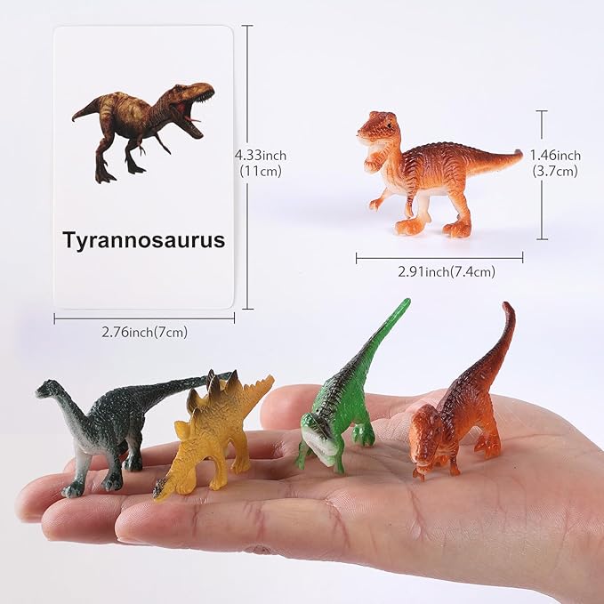 MEROCO Dinosaur Animal Flash Cards for Toddlers with Figurines Animal Matching Game Learning Cards Travel Game Preschool Learning Science Toys for Kids Plastic Materials