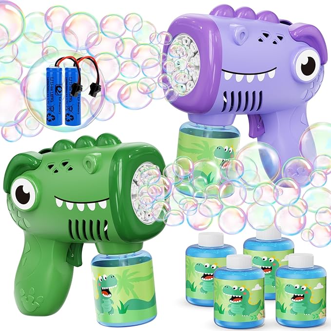 Toys for Ages 3-8 Boys Girls: Yunaking 2 Pack Bubble Machine Gun for Kids Rechargeable with Bubble Solutions, Kids Toys Gifts for 3 4 5 6 7 8 Years Old Boy Girl Birthday Toy for Kid Toddlers Ages 4-6