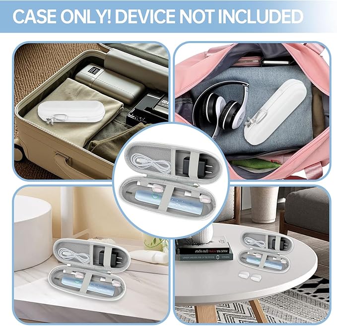 Toothbrush Travel Case for Oral B/Oral-B Pro 1000 1500 5000 7000 7500 6000 9600 for Phlips 4100 5100 Electric Toothbrush Carrying Bag, Portable Hard Protective Storage Bag with Mesh Pocket