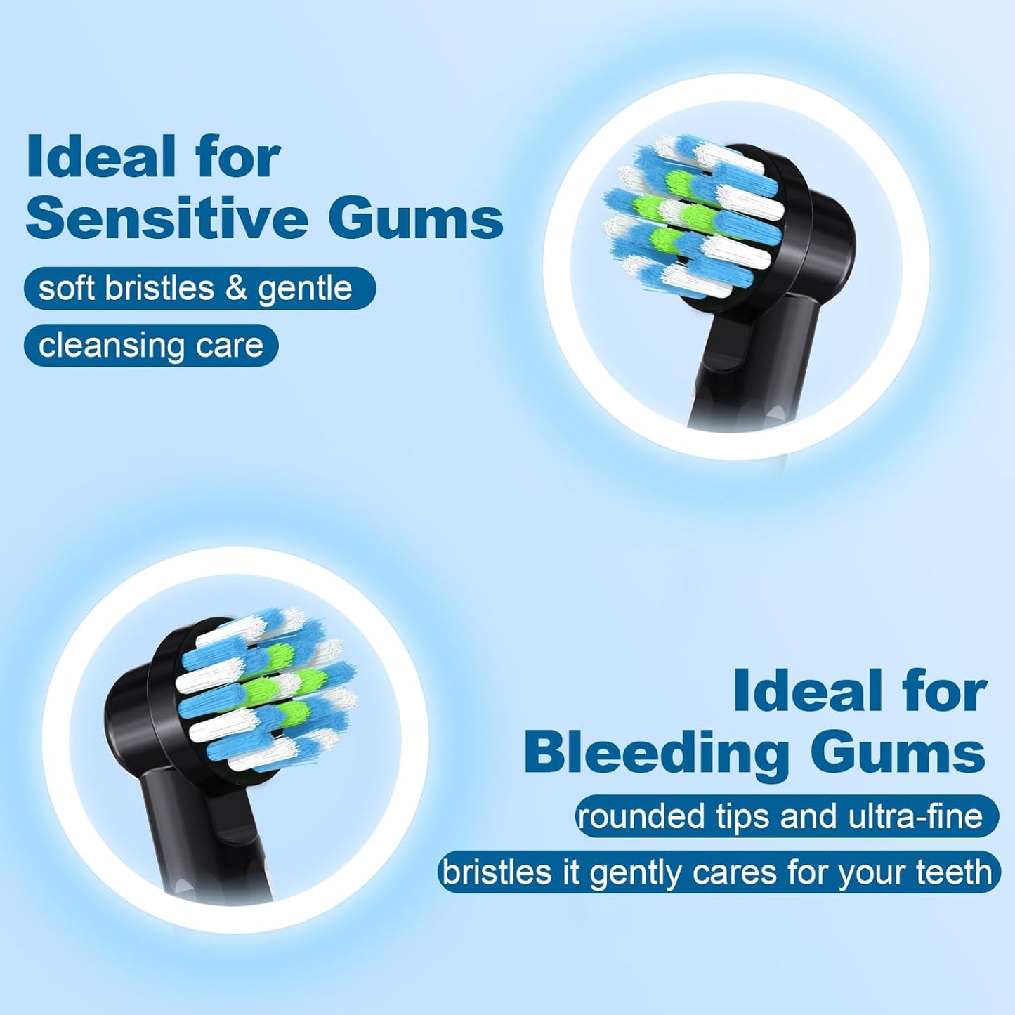 Replacement Heads Compatible with Braun Oral B Pro 1000, Genius X, Smart 1500 Electric Toothbrush, 8 Pcs Precision Brush Heads Refills Compatible with Oral B (Black)