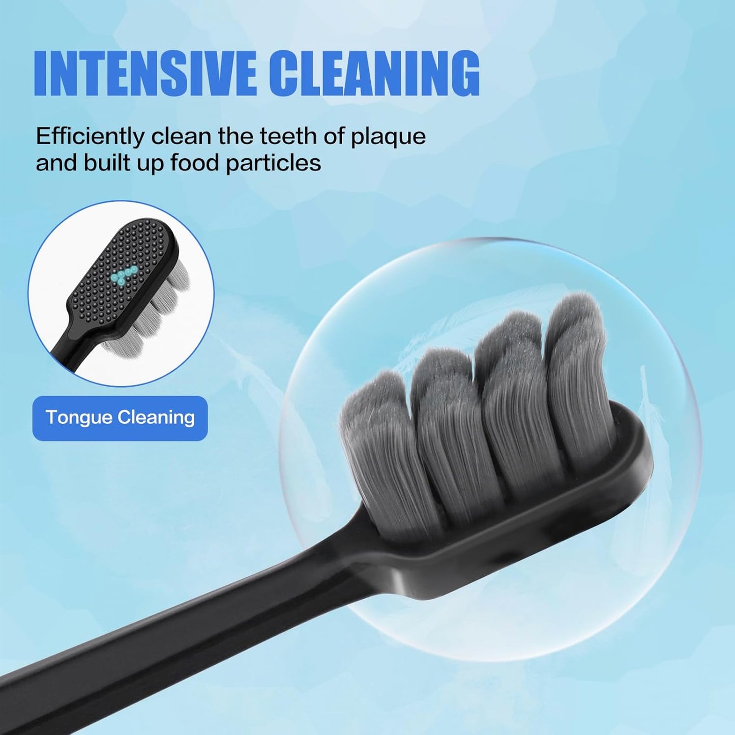 Extra Soft Toothbrushes (6 Pack) - 20,000 Ultra Soft Bristles for Sensitive Teeth & Receding Gums | Dentist Recommended Gentle Cleaning | BPA-Free | Black