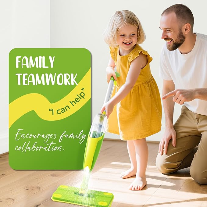 Toddler Spray Mop-Montessori Toys Mini Size Cleaning Mini Mop That Really Spray -Kid Pretend Play Toys Gift for Toddlers Girls Boys