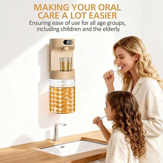 Automatic Mouthwash Dispenser for Bathroom,20.29 oz Mouth Wash Dispensers Bathroom Accessories Set with Magnetic Cups,4 Modes Wall Mounted Touchless Electric Mouthwash Dispensers for Home & All Ages