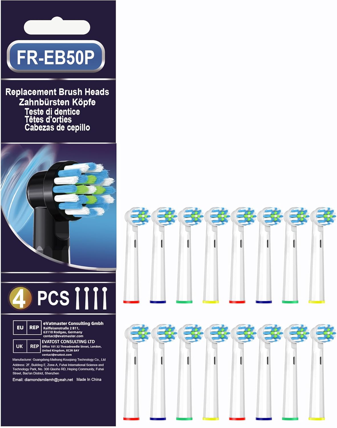 16 Count Replacement Heads Compatible with Oral B Braun for Teeth Clean, Brush Heads Compatible with Oral B Pro 1000/500/Genius x Electric Toothbrush Heads (White)