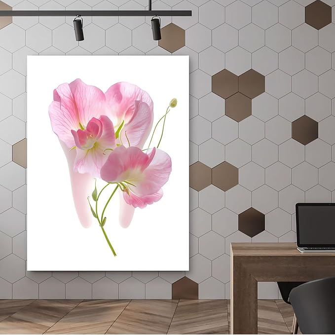 SchindlerBang Dental Clinic Office Decor,Flower Tooth Painting,Calming Artwork for Reception Desks,Treatment Areas,or Home Offices 16x24inch Ready to Hang