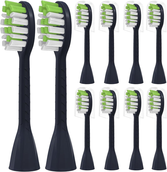 Toothbrush Replacement Heads Compatible with Philips One Series Sonicare Battery Toothbrush HY1100/04 BD1002/AZ, 10 Pack Replacement Heads, Soft Bristles, NavyBlue