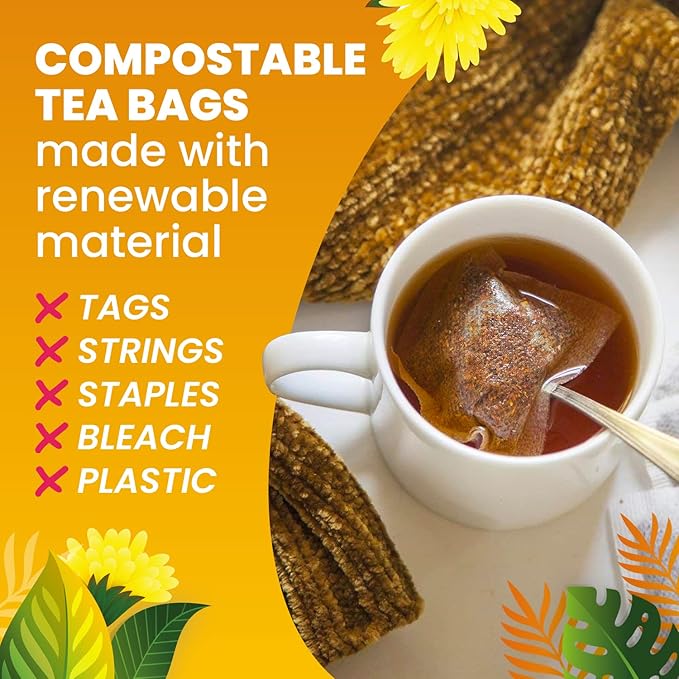 Organic Dandelion Root Tea-100 Tea Bags | Organic Herbal Tea | Eco-Friendly Tea Bags | Non-GMO Caffeine Free Tea