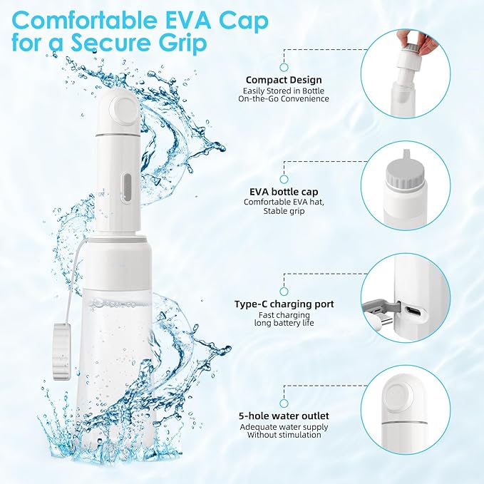 Portable Bidet for Travel, 450ML Electric Peri Bottle with Dual Spray Modes, 360° Nozzle, USB Rechargeable, Waterproof for Personal Hygiene Cleaning, Postnatal Care, Perineal & Hemorrhoid Treatment