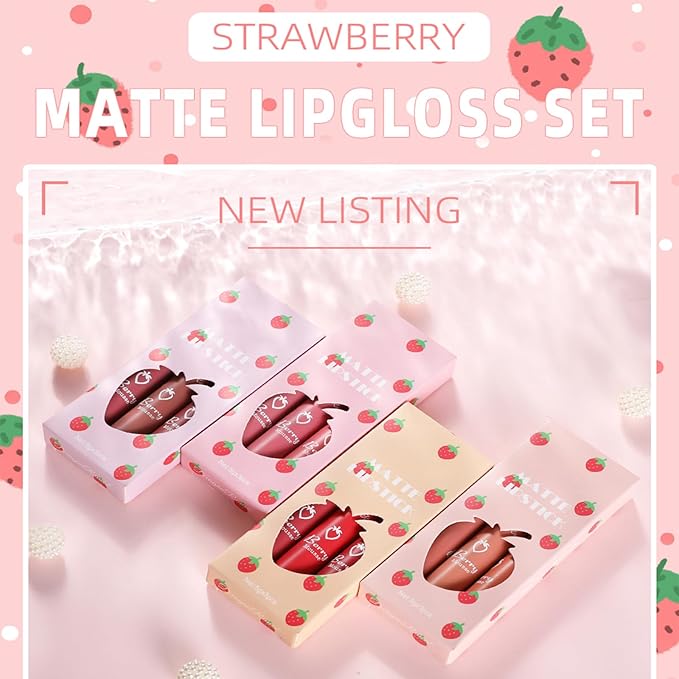 3 Piece Matte Lipstick Set,Nude Liquid Lipstick Velvet Air Moisture Smooth Crayon Lip Stain,Matte Liquid 24 Hour Superstay Long Lasting Waterproof Lip Gloss for Women Makeup(3PCS)