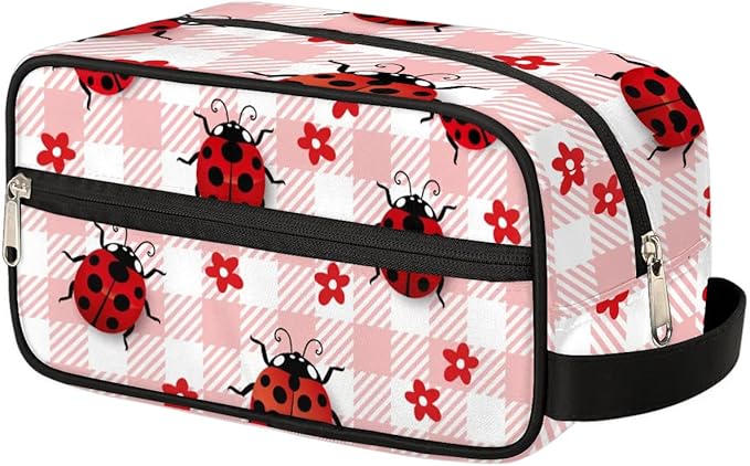 Kids Toiletry Bag for Boys Girls,Cute Ladybugs Travel Hanging Wash Bag Small Makeup Organizer Cosmetic Bag for Women Traveling Toiletries with Handle