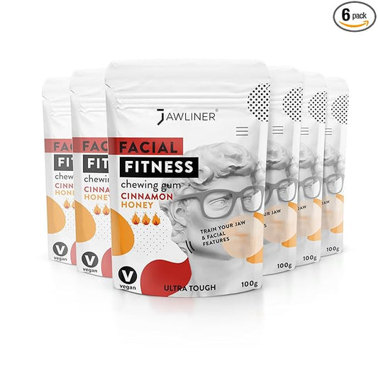 Jawliner® - Pioneers the Toughest Handmade 15x Harder Jawline Gum Includes 12 Weeks Coaching - Sugar-Free Cinnamon Honey Chewing Gum - Jawline Exerciser for Mewing & Shaping the Jaw (12 Months Pack)