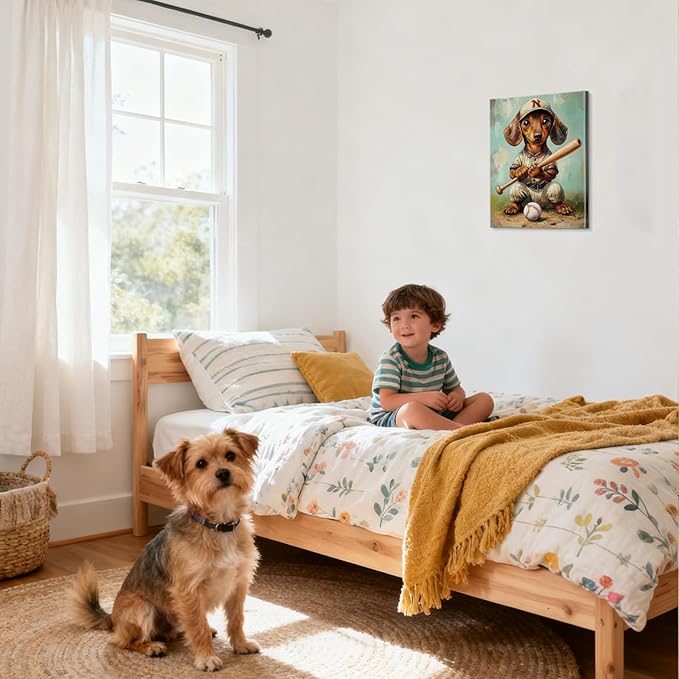 YOUHONG Animal Print Decor Animal Wall Art Dog Poster with Inner Wooden Frame - Lightweight, Sports Poster for Bedroom & Living Room Decoration Ready to Hang (12x15.7 Inches)