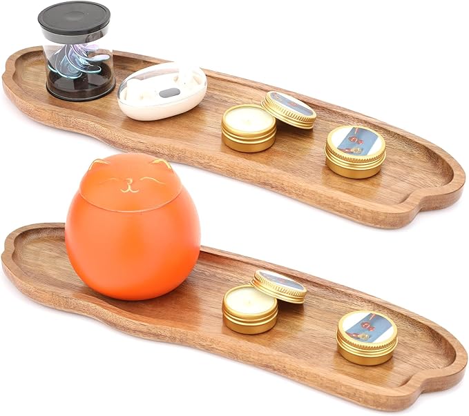 Fermus Wooden Tray 12.7 Inch Long Jewelry Dish Cosmetics Organizer Bathroom Clutter Wood Decorative Serving Platter Small Storage Tray, Cloud Shape