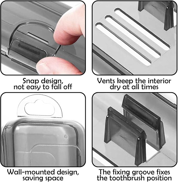 DAUNZMR 4 Pack Toothbrush Case for Traveling, Plastic Portable Tooth Brush Cases Travel 7.87" X 1.85" X 1.18"