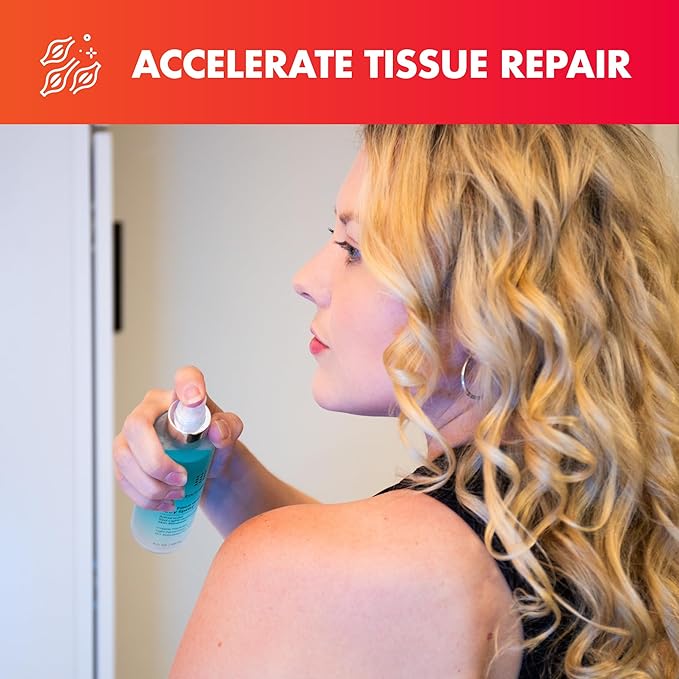 Mito Red Light - MitoAURA™: Red Light Therapy-Enhancing Face & Body Spray- Light-Activated Glow Spray with Copper Peptides & Blue Spirulina - Boost Radiance, Firmness & Skin Recovery - 4 FL OZ