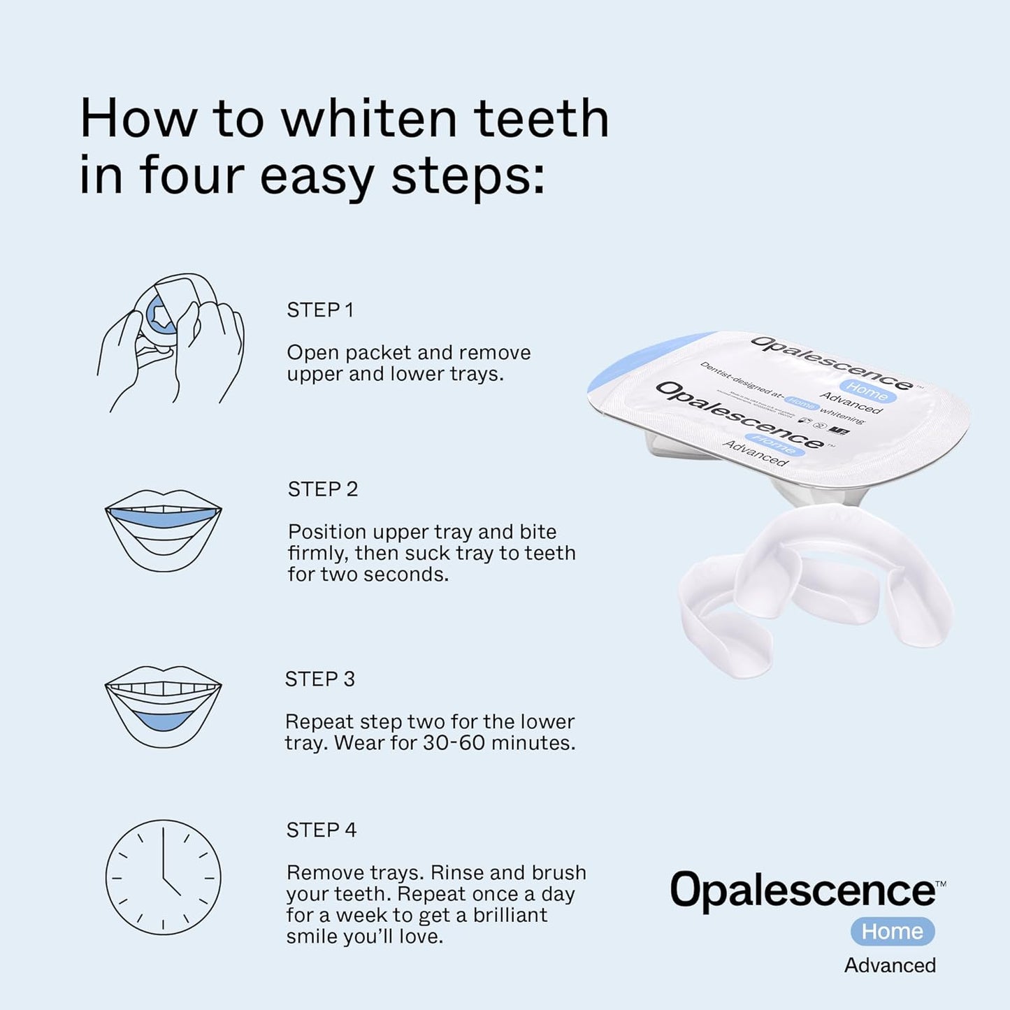 Opalescence GO Home Advanced Teeth Whitening Trays 10% (4 Treatments) Hydrogen Peroxide PF - Whitening Prefilled Kit - Developed by Leaders in Professional Whitening - 6005-T