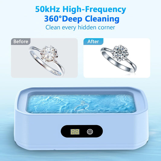 2025 Upgrade Large Capacity Ultrasonic Cleaner, 50Khz Ultrasonic Cleaner Machine with 5 Modes Timer for Glasses Dentures-304 Stainless Steel Tank, Blue