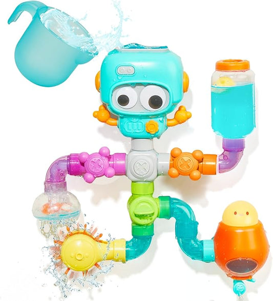 Bath Toys for Kids Ages 3-8, STEM 21 Pack | DIY Water Pipe Assembly Kit with Storage Bag | Educational Bath Toys for Toddler 3-5 |Toddler Bath Toy with Interactive Features for Cognitive Development