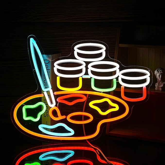 Paint Neon Sign Dimmable Painting Disc Neon Light Signs for Wall Decor USB Powered Draw LED Light Up Sign for Studio Painting Classroom Art Wall Decoration (Multicolored)