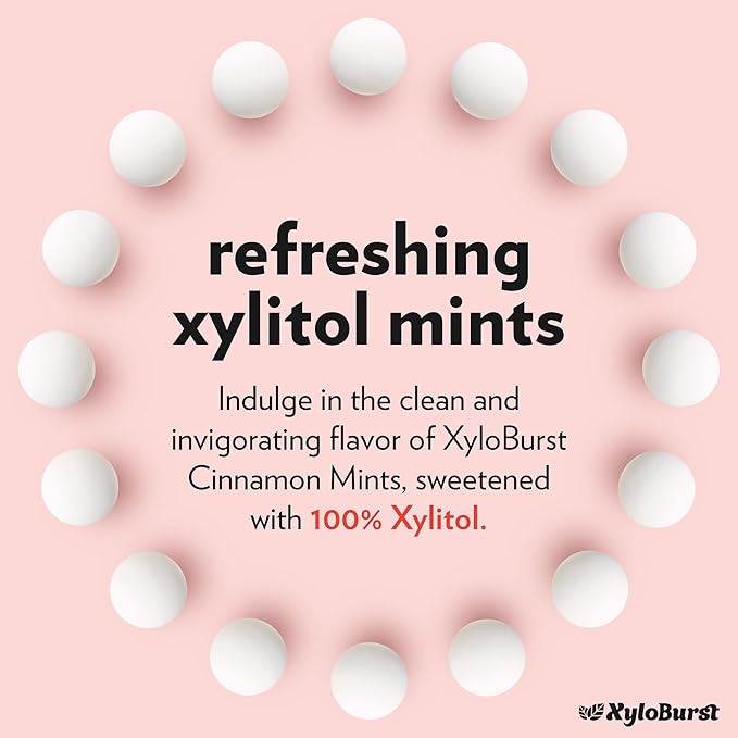 XyloBurst - Xylitol Mints | Sugar Free Breath Mint for Oral Health | Gluten Free, Vegan, Keto Friendly | Aspartame Free Mints | Cinnamon | 275 Count