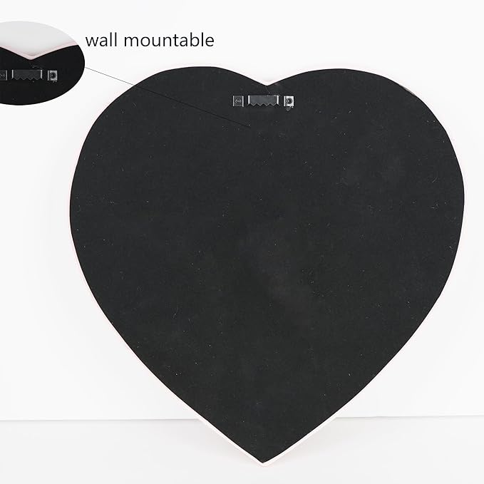 Heart Shape Makeup Mirror Wall Mounted Mirror with Hanging Hole for Home Room Decoration Birthday Gift Valentine's Day Gift for Girl,10.6x10.2inch(Pink)