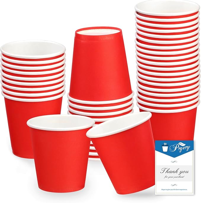 50 Pack 3oz Red Paper Cups,Mouthwash Cups, Disposable Bathroom Cups,Small Paper Cups 3oz Ideal for Bathroom,Supermarket,Birthday Party,Picnic and BBQ