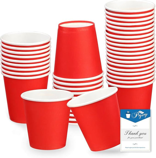 50 Pack 3oz Red Paper Cups,Mouthwash Cups, Disposable Bathroom Cups,Small Paper Cups 3oz Ideal for Bathroom,Supermarket,Birthday Party,Picnic and BBQ