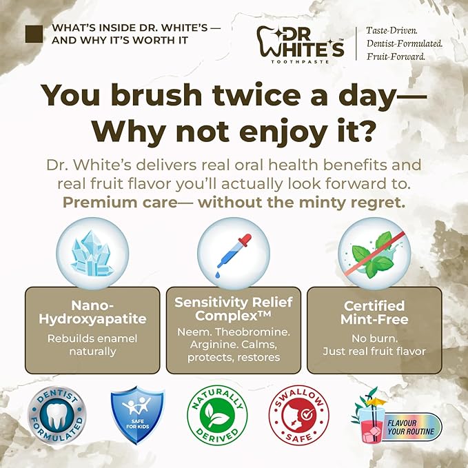 Dr. White’s Fluoride-Free nHA Toothpaste 3-Pack; Dentist-Formulated, Nano Hydroxyapatite + Xylitol, Sensitivity Relief Complex™, Mint-Free, Enamel Safe, Swallow-Safe (3.5 Oz, Coconut Chill)