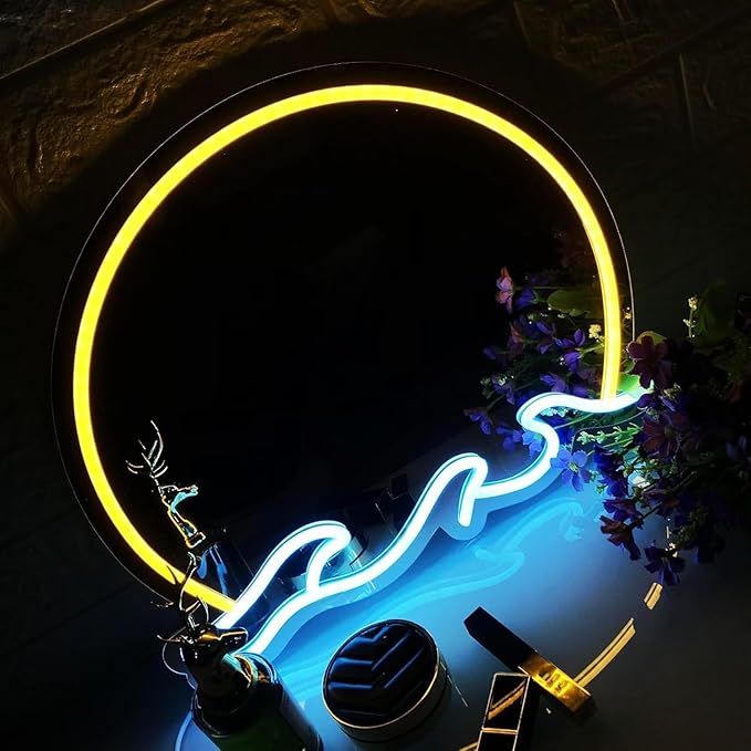 LED Mirror Neon Lights Light Up Dressing Mirror Cat/Shine Heart/Bat/Butterfly Shape Neon Mirror Sign for Modern Home Girl Room Bathroom Salon Wall Art Decor Gift For Girlfriend USB Powered